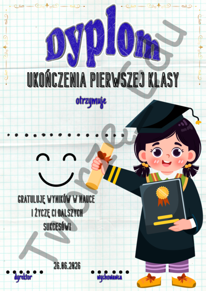 Dyplom ukończenia pierwszej klasy