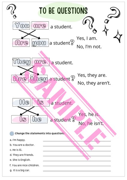 UKŁADANIE PYTAŃ Z CZASOWNIKIEM TO BE