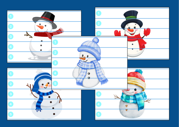 DZIEŃ BAŁWANA – Dzień Bałwanka – zima – puzzle – biblioteka – świetlica – przedszkole – 10 wersji