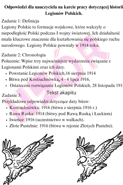 Karty Pracy LEGIONY POLSKIE / HISTORIA