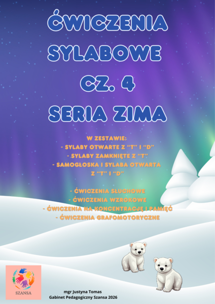 Ćwiczenia sylabowe cz. 4 Seria Zima Niedźwiadki polarne