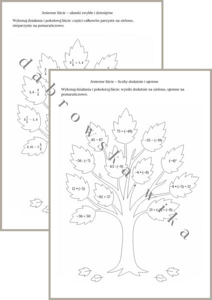 Jesienne liście – zestaw kart pracy