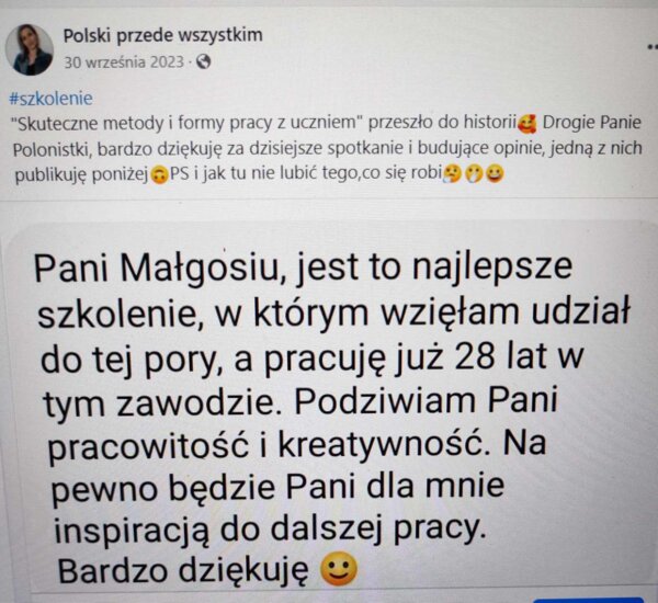 Skuteczne metody i formy pracy z uczniem: szkolenie+ materiały