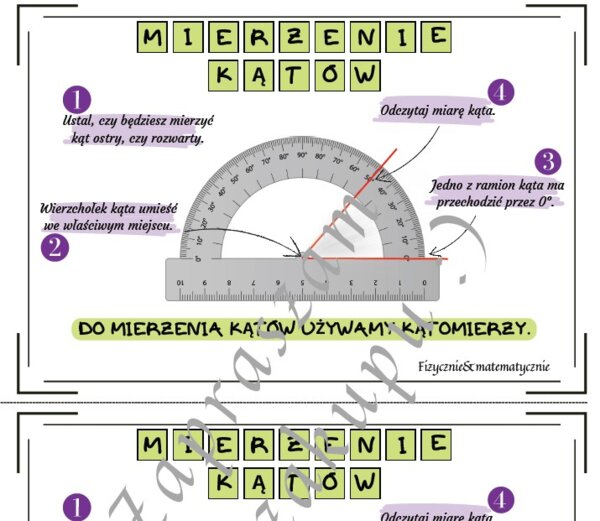 Mierzenie kątów - wklejka do zeszytu