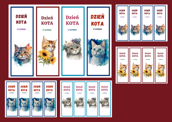 DZIEŃ KOTA – zakładki do książek – zakładka – biblioteka – świetlica – wersja 3