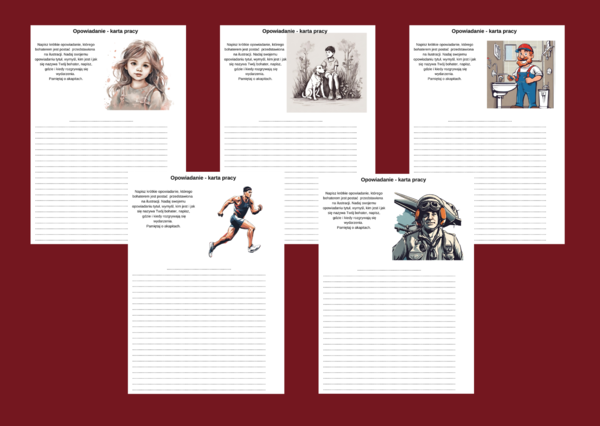 OPOWIADANIE – 8 kart pracy - kl. 4-5 – ćwiczenia redakcyjne - postacie