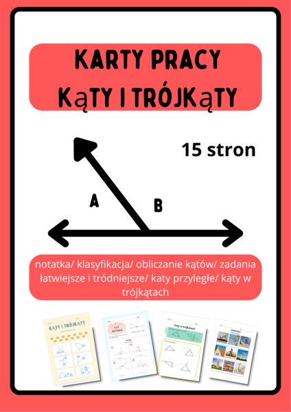 📐 Trójkąty i kąty – 15 stron kart pracy ✏️