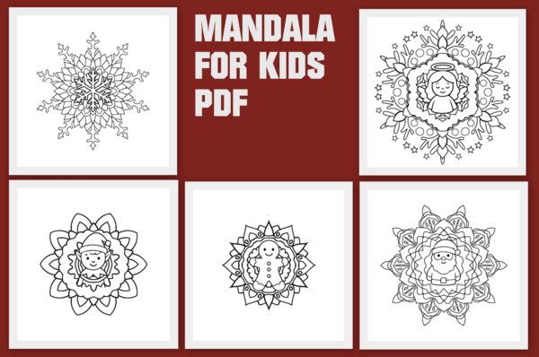 Świąteczne kolorowanki dla dzieci 5 x mandala pdf