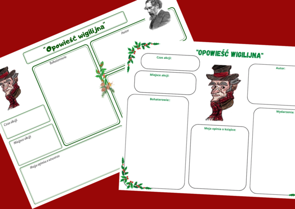 "OPOWIEŚĆ WIGILIJNA" - świat przedstawiony - karta pracy