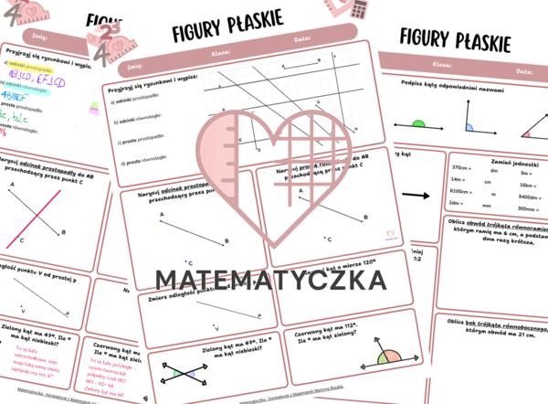 Figury płaskie klasa 5 sprawdzian karta pracy powtórzenie Matematyczka Martyna Rozalia