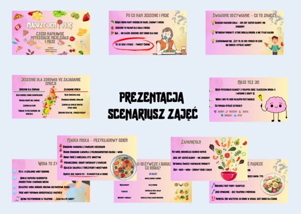 Mądrze jem i piję- czego naprawdę potrzebuje moje ciało i mózg/ Prezentacja+ Scenariusz zajęć/ Edukacja zdrowotna