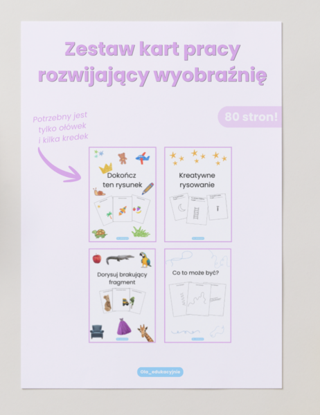 Zestaw kart pracy rozwijający wyobraźnię
