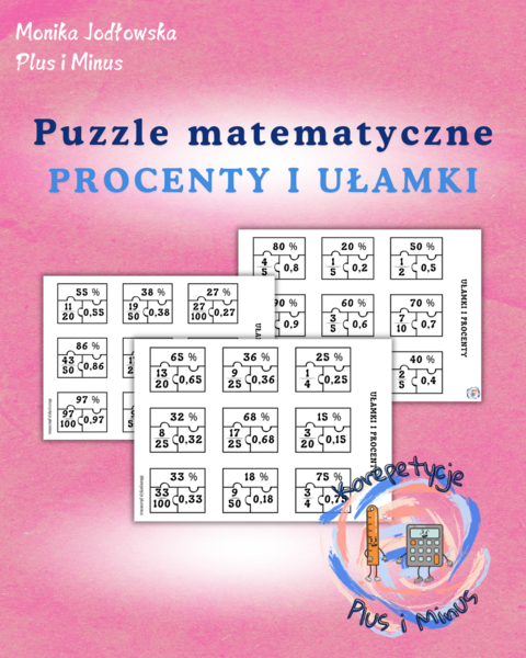 Puzzle matematyczne ułamki i procenty