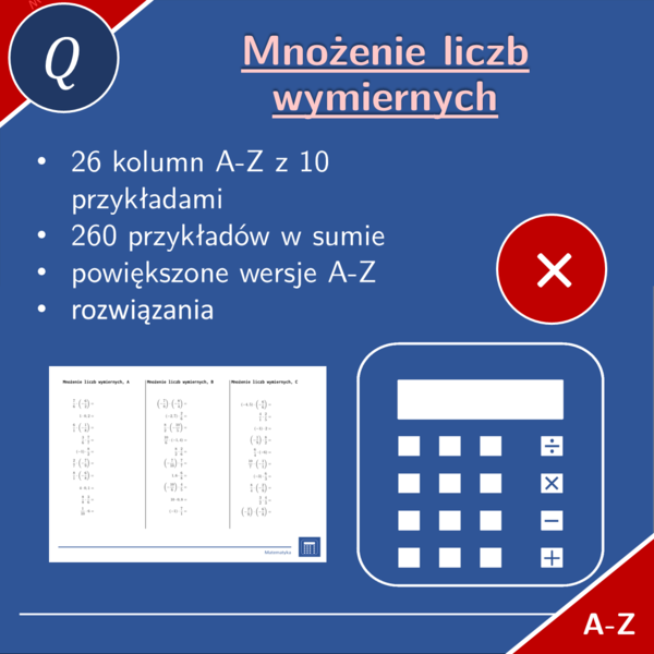Mnożenie liczb wymiernych | matematyka | 26 kolumn