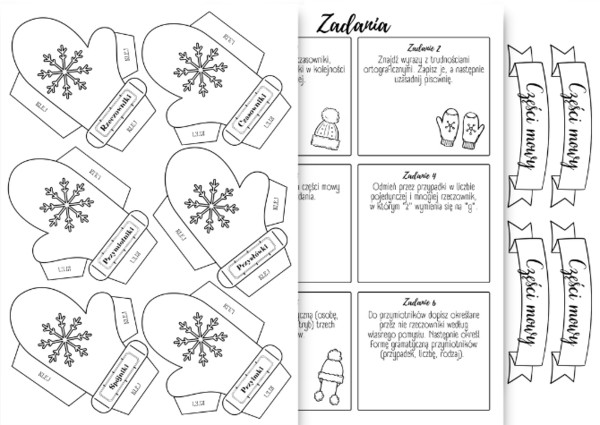 Części mowy - rękawiczki-kieszonki