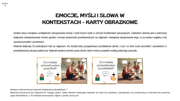 KARTY OBRAZKOWE Z DYMKAMI - EMOCJE, MYŚLI I SŁOWA W KONTEKSTACH