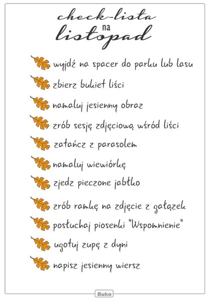 Checklista na listopad
