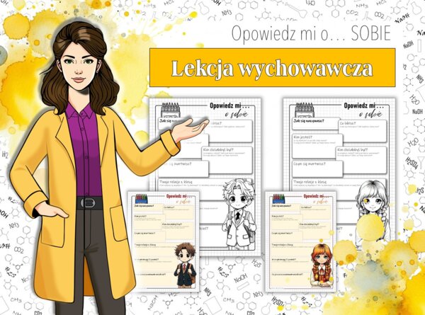 Lekcja wychowawcza. Zajęcia z wychowawcą. Klasa 5,6,7,8. Opowiedz mi o sobie. Poznaj swoich uczniów. Sketchnotka/notatka graficzna. Kreatywna karta pracy. Zadanie.
