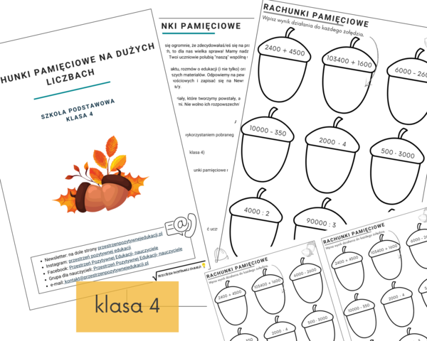Rachunki pamięciowe na dużych liczbach (klasa 4 i 5)