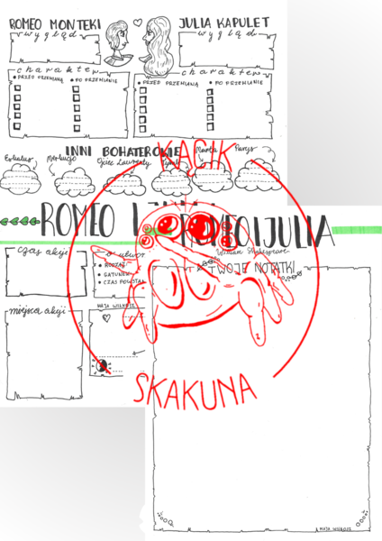 "Romeo i Julia" William Shakespeare - karty pracy, sketchnotka do lektury