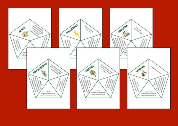 "BALLADYNA" – bohaterowie – układanka – fiszki – powtórka – egzamin – 11 szt.