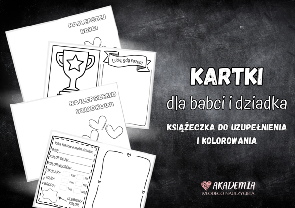KARTKI DLA BABCI I DZIADKA - KSIĄŻECZKA DO UZUPEŁNIENIA