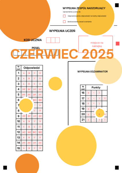 Karta odpowiedzi egzamin ósmoklasisty z matematyki czerwiec 2025