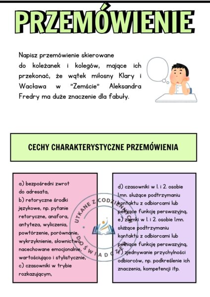 Przemówienie -karty pracy do analizy i redagowania tekstów