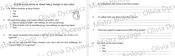 Ankieta na koniec roku szkolnego - biologia