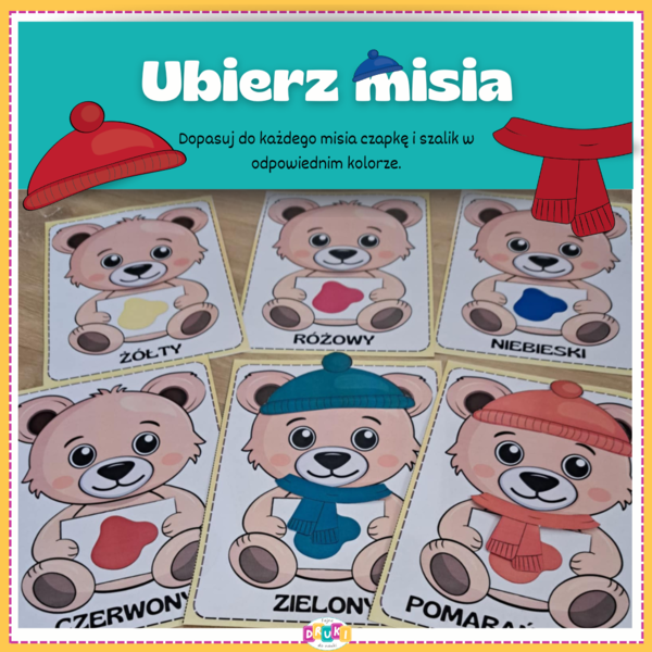 Ubierz misia - dopasuj kolory - Dzień Misia