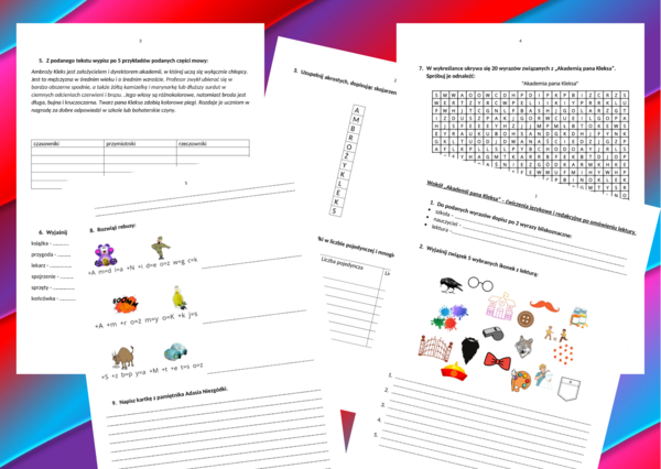 "AKADEMIA PANA KLEKSA" – ćwiczenia gramatyczne, ortograficzne i redakcyjne po omówieniu lektury