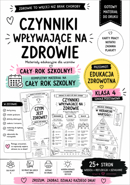 EDUKACJA ZDROWOTNA – KLASA 4  KOMPLETNY MATERIAŁ NA CAŁY ROK SZKOLNY