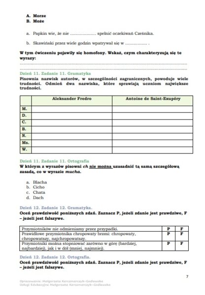 Ćwiczenia z ortografii i gramatyki egzamin ósmoklasisty
