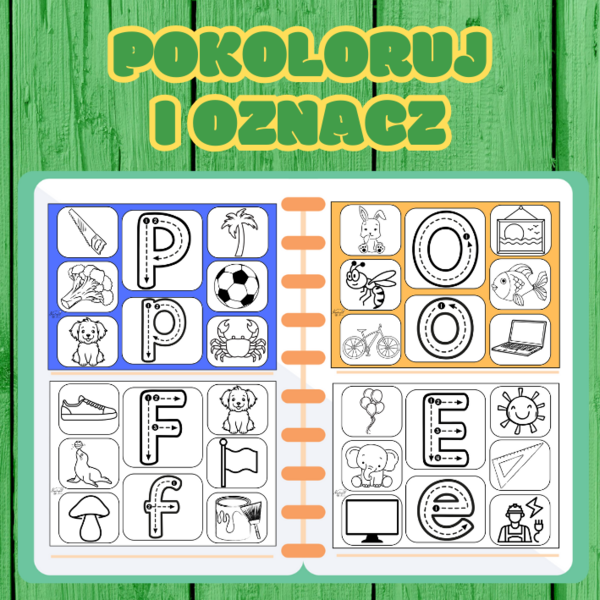 Zestaw kart do nauki alfabetu – pokoloruj i oznacz. Wersja kolorowa i czarno-biała