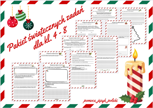 Pakiet kl. 4- 8 świąteczne zadania Boże Narodzenie