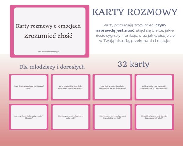Karty rozmowy o emocjach: ZROZUMIEĆ ZŁOŚĆ