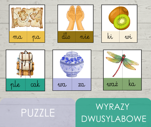 Puzzle - wyrazy dwusylabowe