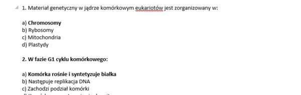 Test- podziały komórkowe