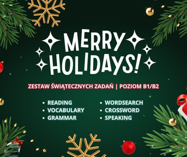 Christmas A2 B1+  Kompletny zestaw świątecznych materiałów (reading, vocabulary, grammar, dialogi, krzyżówka, wykreślanka + answer key)