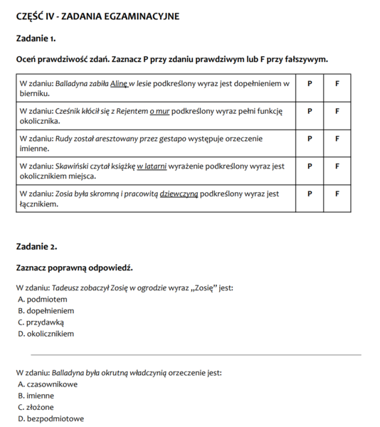 Składnia zdania pojedynczego (części zdania) E8