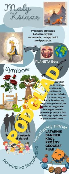 "Mały Książę" lekturowa wklejka