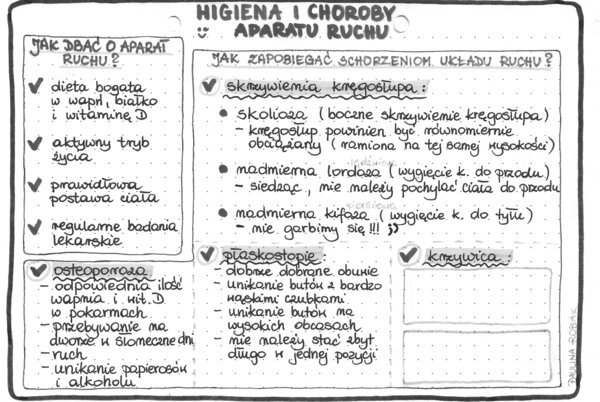 Higiena i choroby aparatu ruchu - szarość - klasa 7