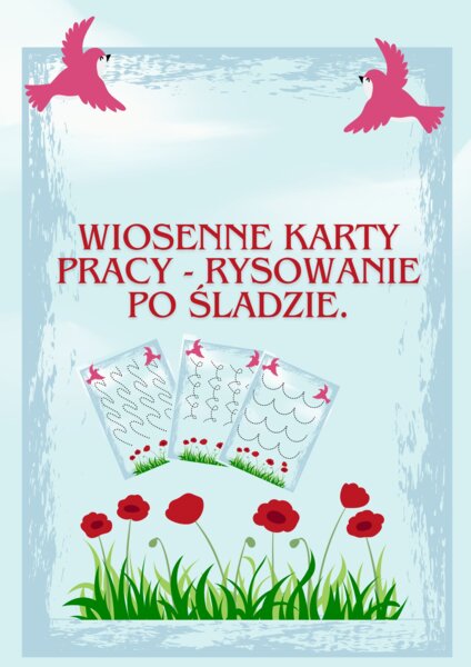 WIOSENNE KARTY PRACY - RYSOWANIE PO ŚLADZIE