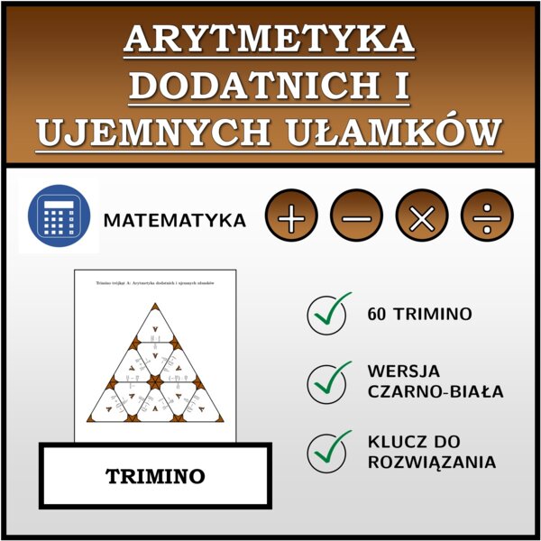Trimino - Arytmetyka dodatnich i ujemnych ułamków | matematyka