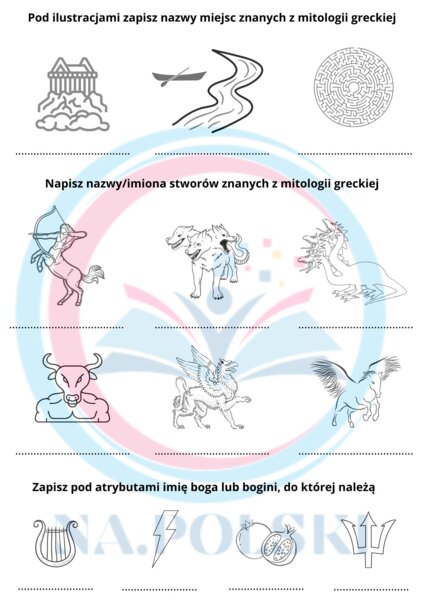 Karta pracy - mitologia grecka