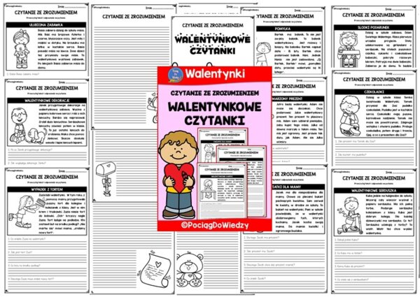 Czytanie ze zrozumieniem - Walentynkowe czytanki