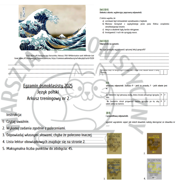 Egzamin ósmoklasisty 2025: język polski – przykładowy arkusz nr 2