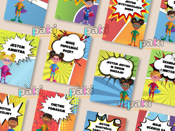 Plakaty o emocjach i wartościach, wspierające dzieci / motywacja / dekoracja / psycholog, pedagog, świetlica