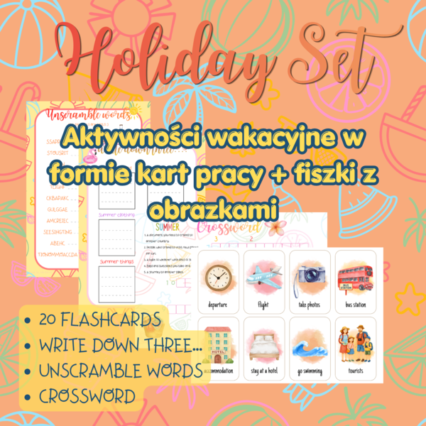 Zestaw wakacyjnych zadań & słówek - HOLIDAY SET