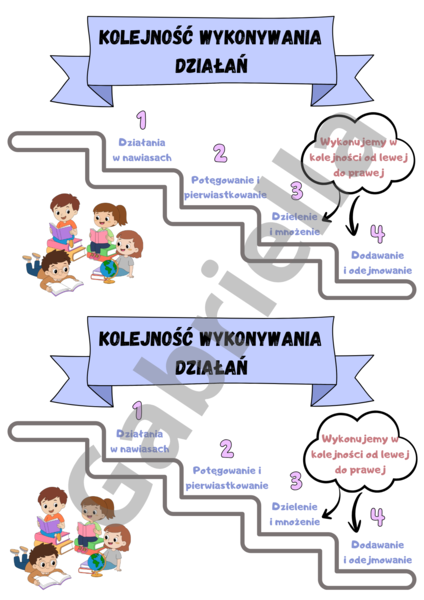 Kolejność wykonywania działań na białym tle